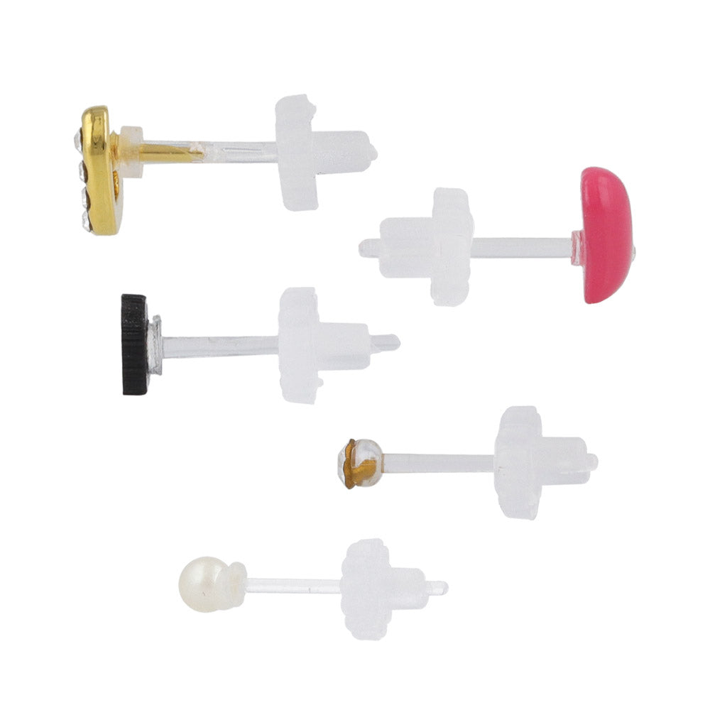 Heart and Stud Plastic Earring Set