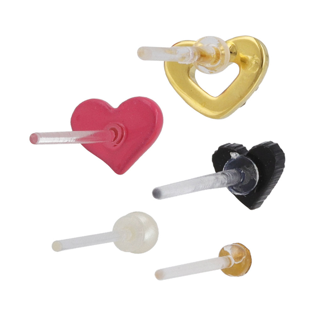 Heart and Stud Plastic Earring Set
