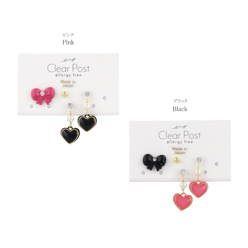 Heart and Bow Plastic Earring Pack