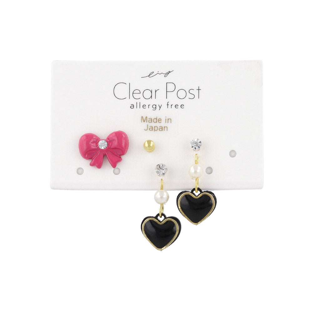 Heart and Bow Plastic Earring Pack