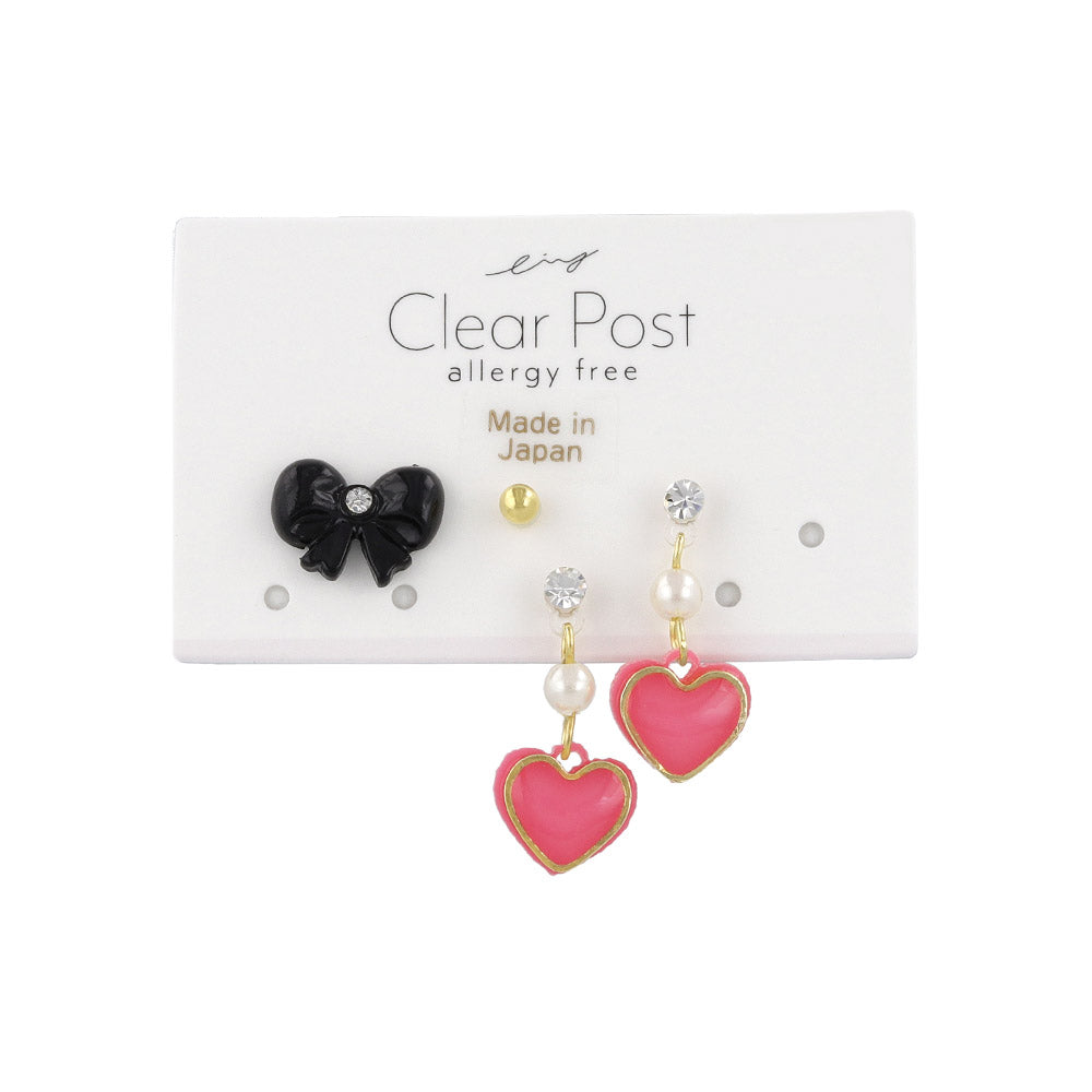 Heart and Bow Plastic Earring Pack