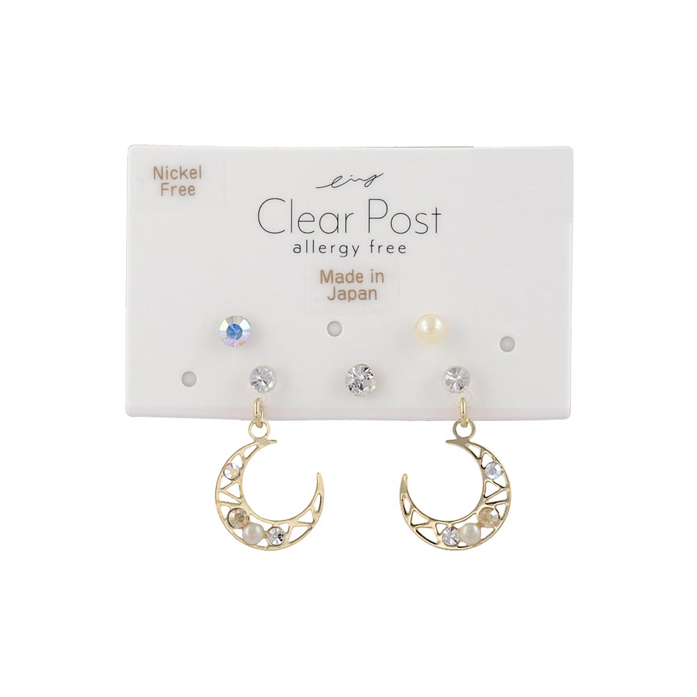 Moon and Stone Plastic Earring Set