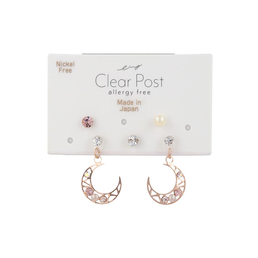 Moon and Stone Plastic Earring Set