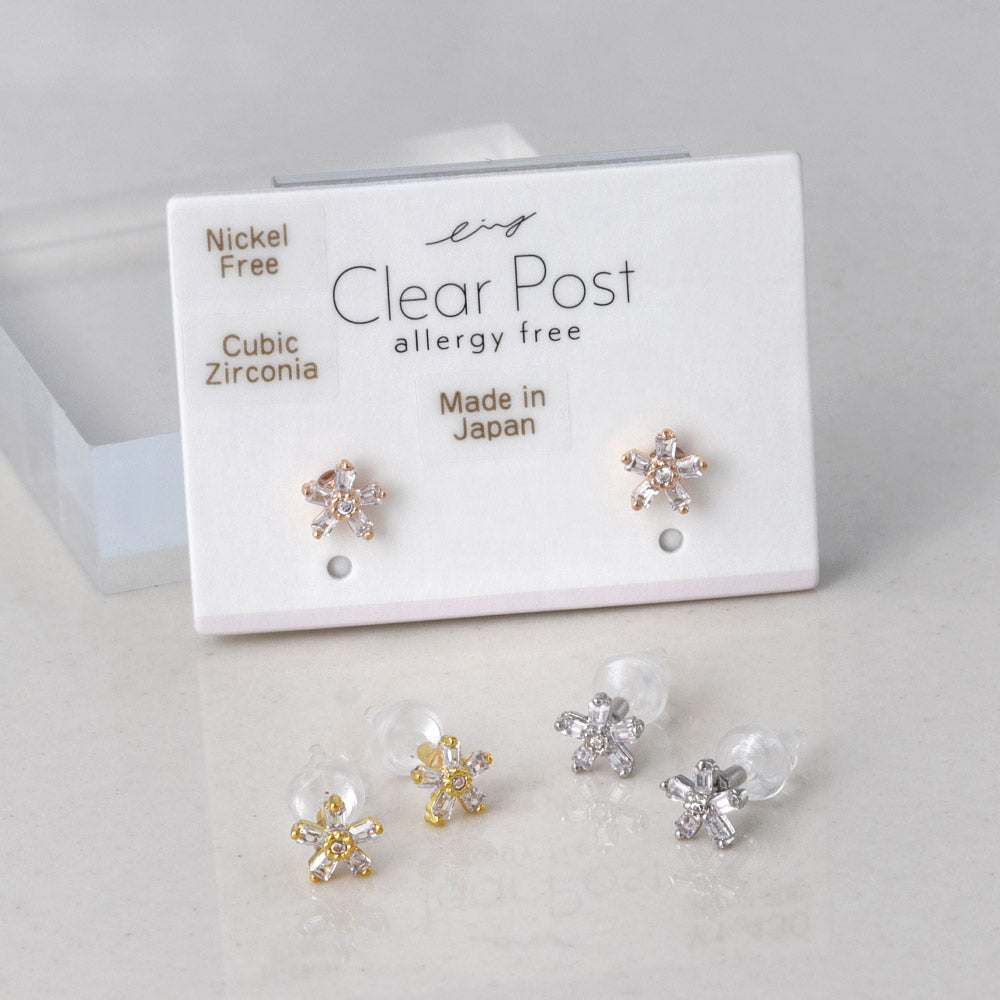 Small Flower Stone Plastic Earrings
