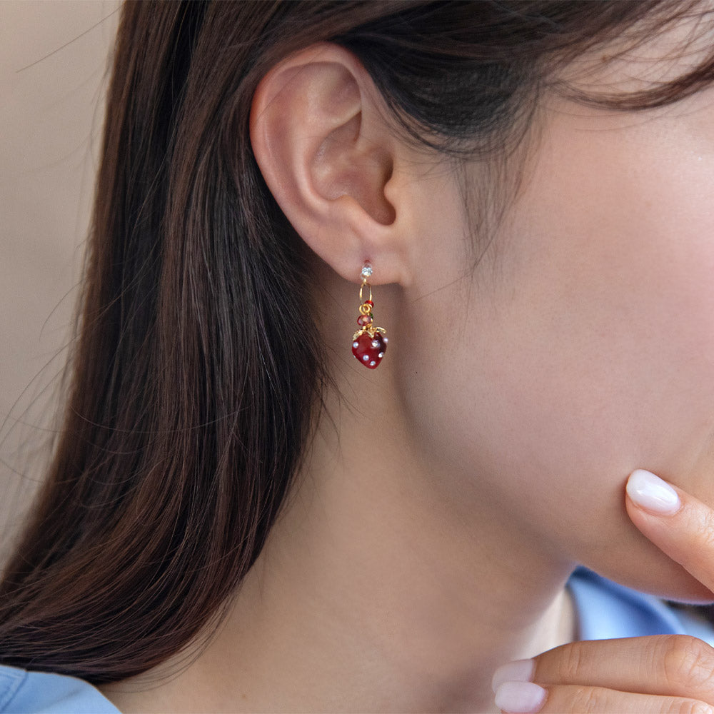 Strawberry Cluster Drop Plastic Earrings