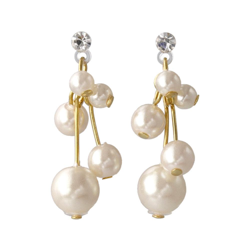 Pearl Cluster Drop Plastic Earrings