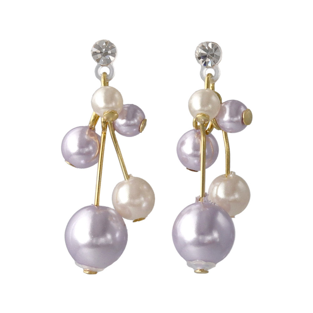 Pearl Cluster Drop Plastic Earrings