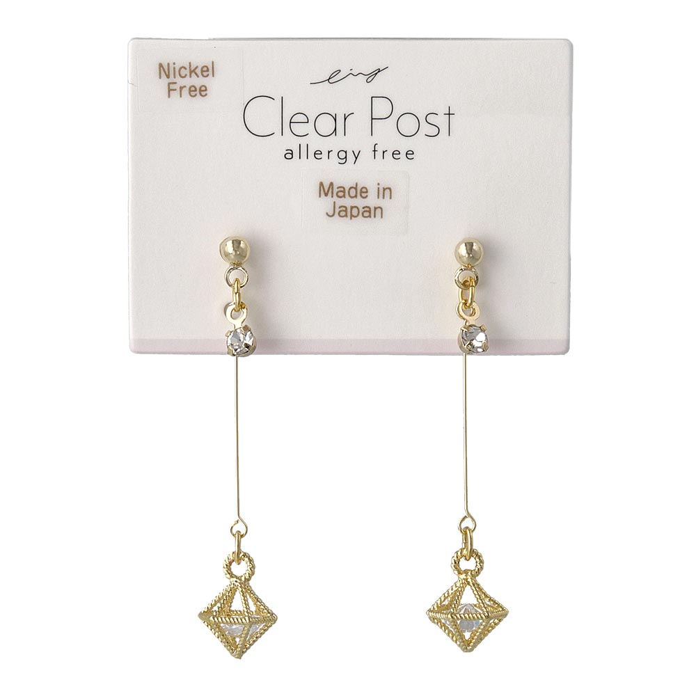 Caged Stone Drop Plastic Earrings