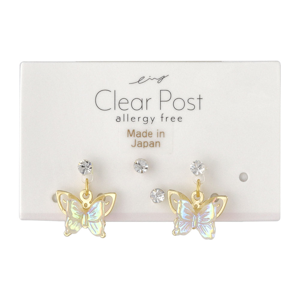 Iridescent Butterfly Plastic Earring Set