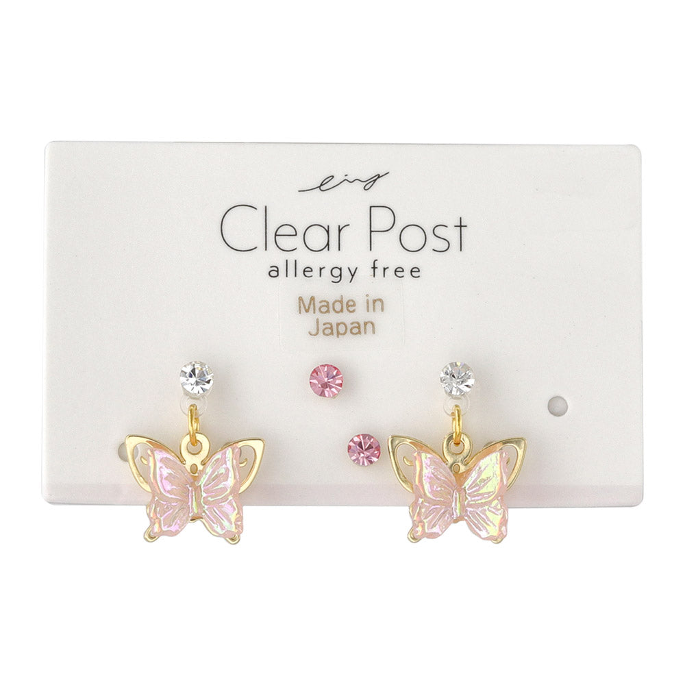 Iridescent Butterfly Plastic Earring Set