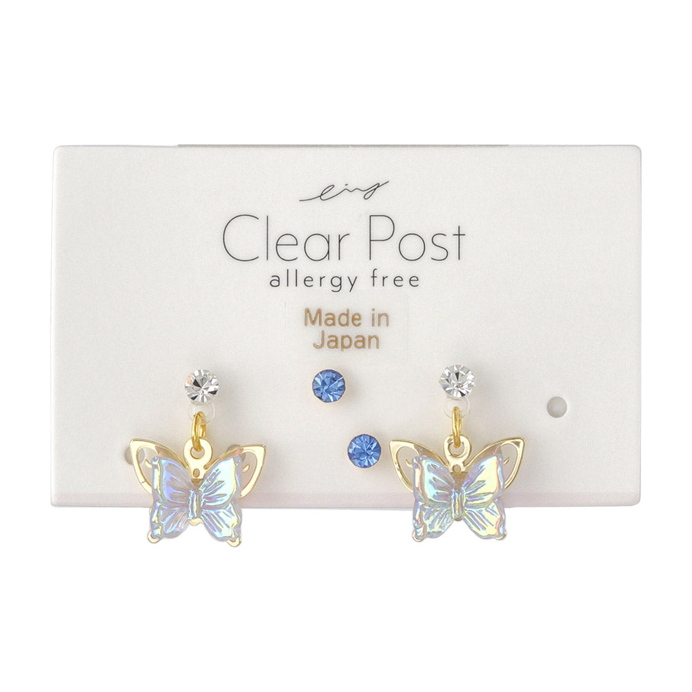 Iridescent Butterfly Plastic Earring Set