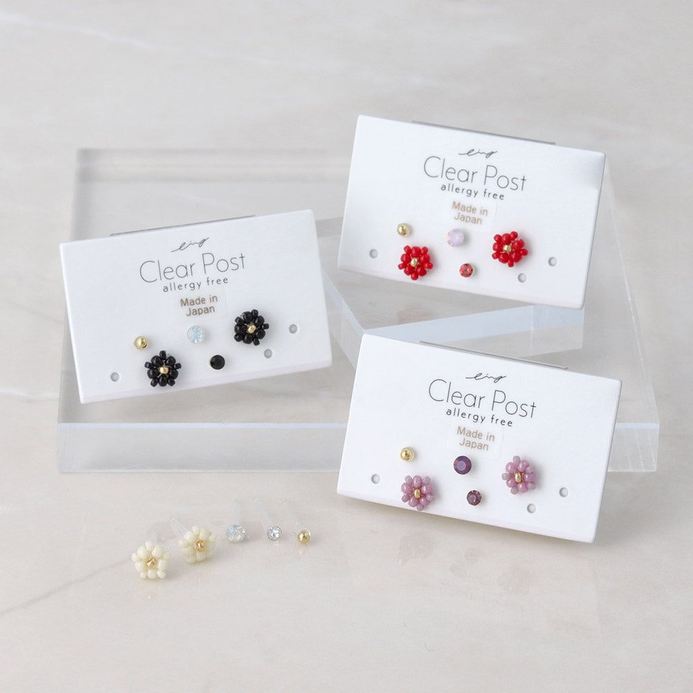 Beaded Flower Small Plastic Stud Set - Main Image