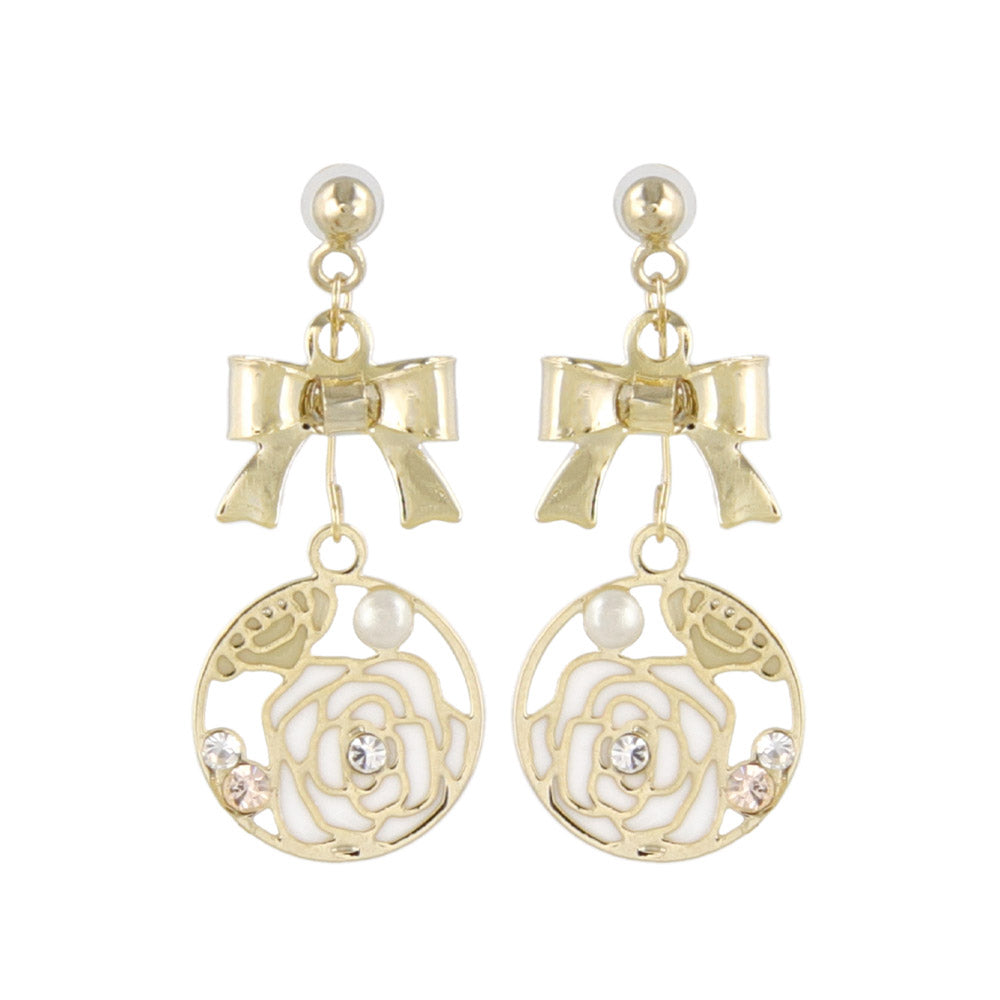 Bow and Rose Plastic Earrings