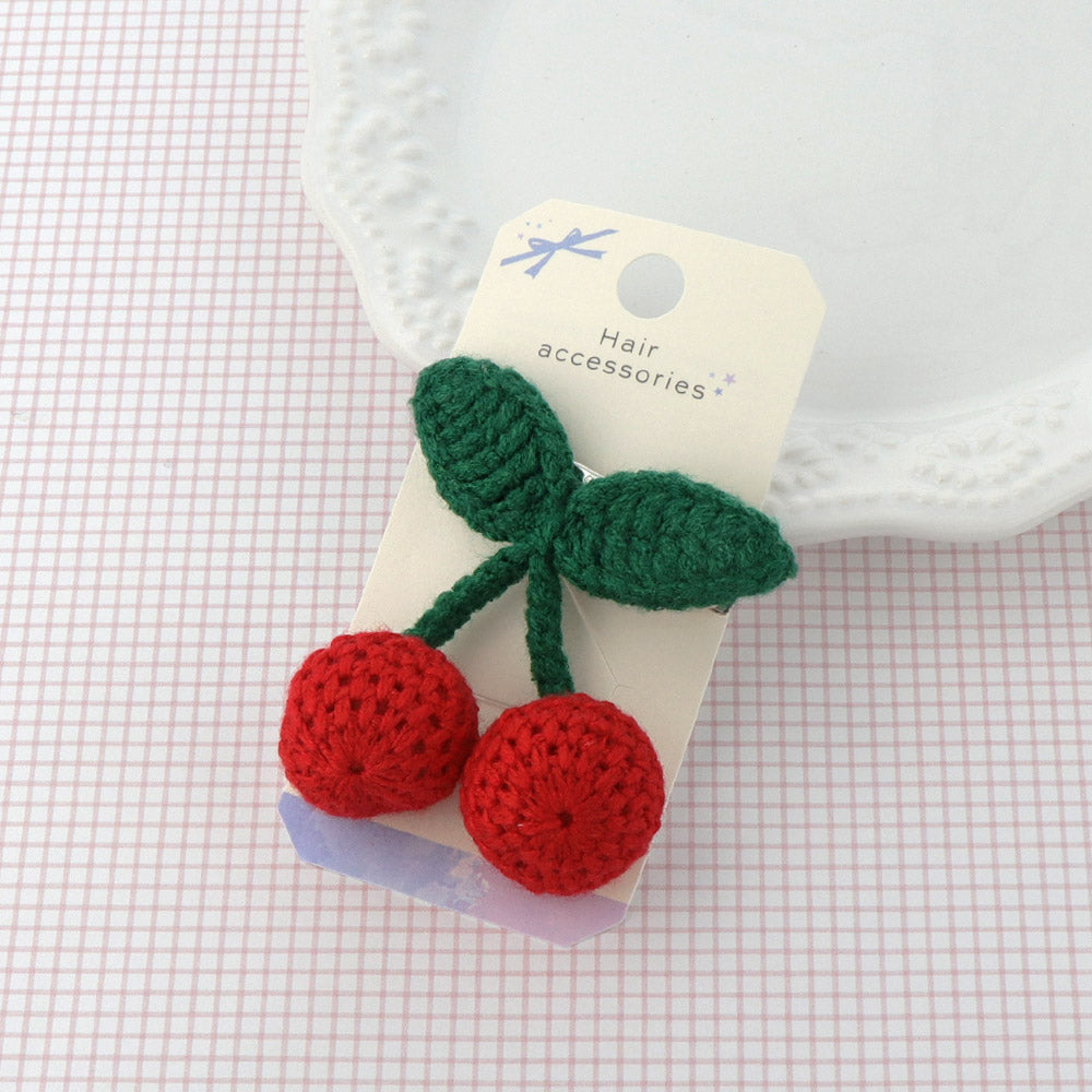 Knitted Cherry Pinch Clip