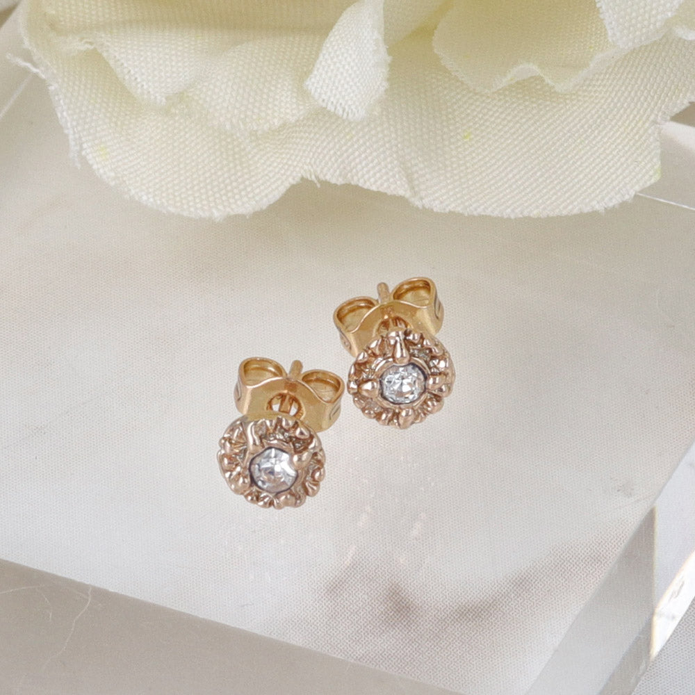 Pink Gold Tone Stone Center Studs - osewaya