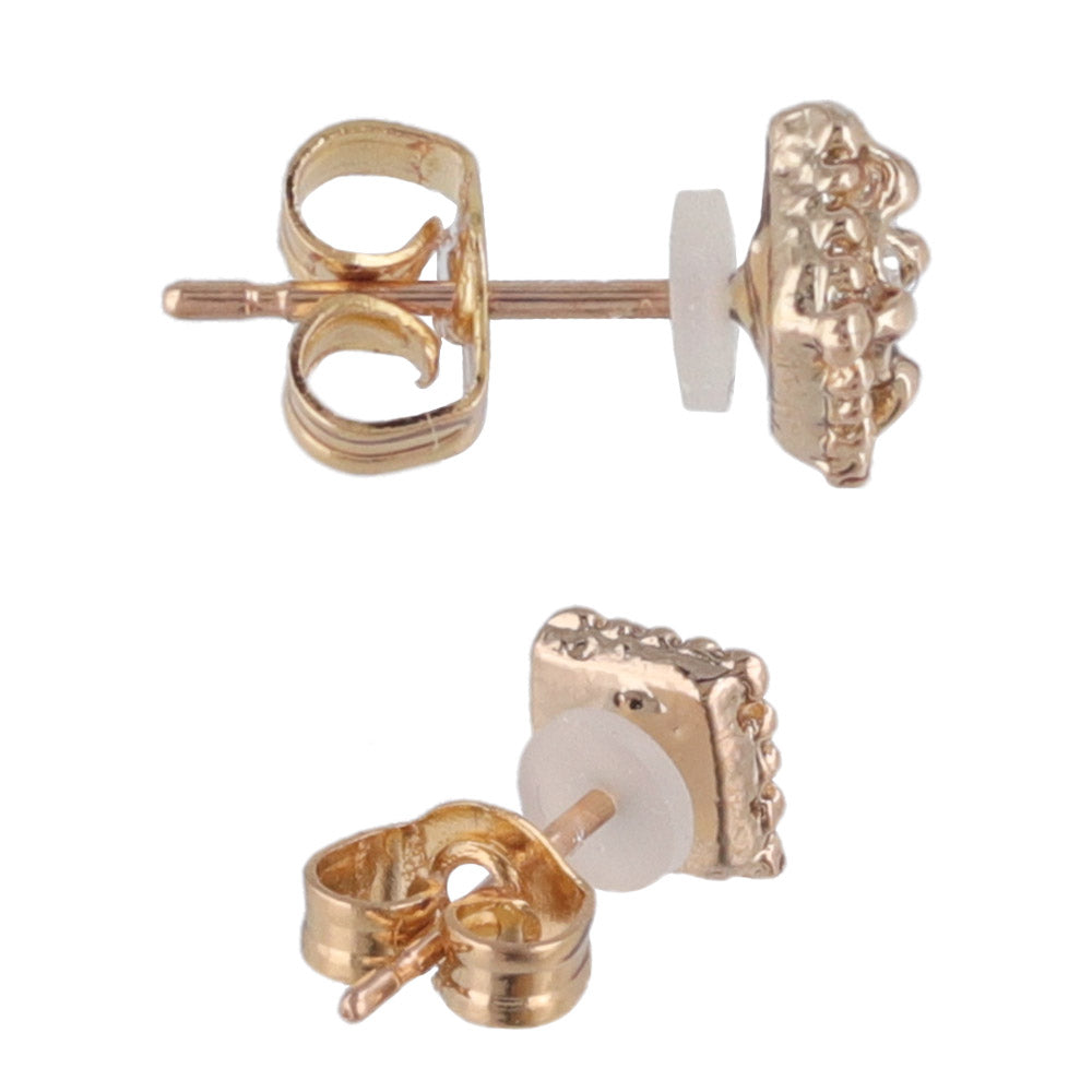 Pink Gold Tone Square Studs