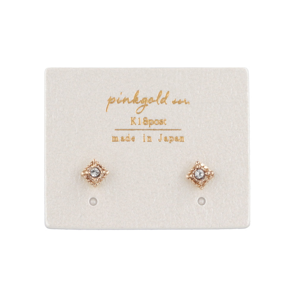 Pink Gold Tone Square Studs