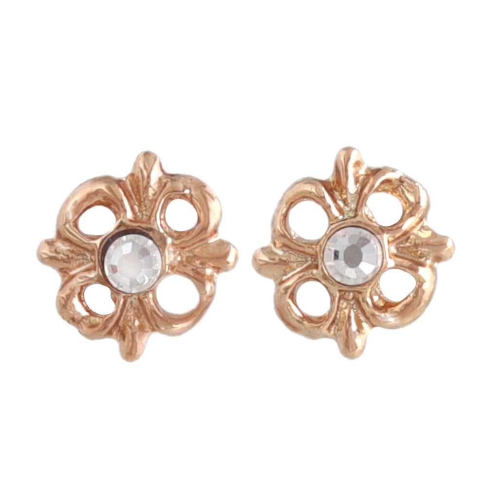 Pink Gold Tone Openwork Studs