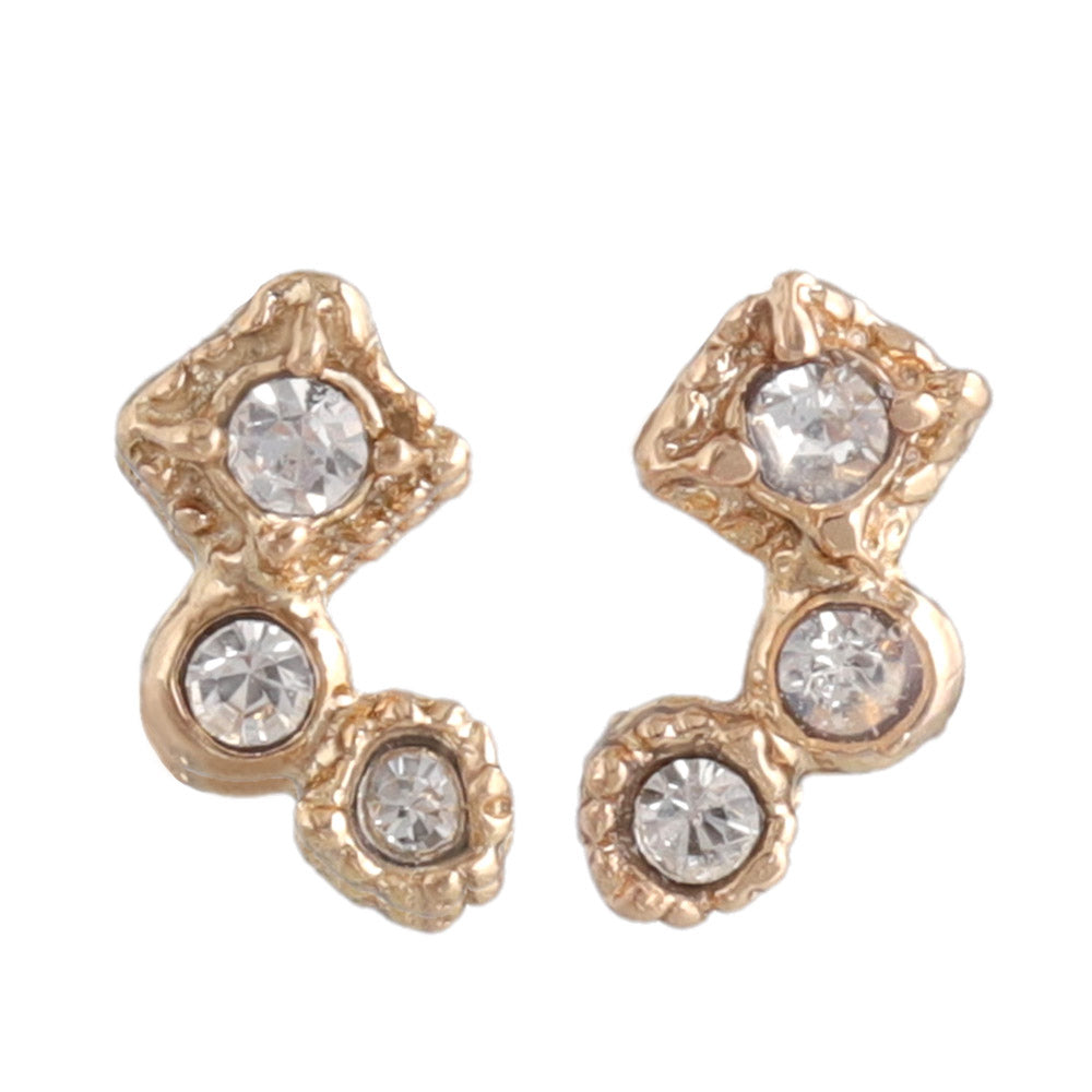 Pink Gold Tone Cluster Studs