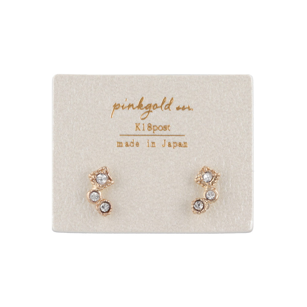 Pink Gold Tone Cluster Studs