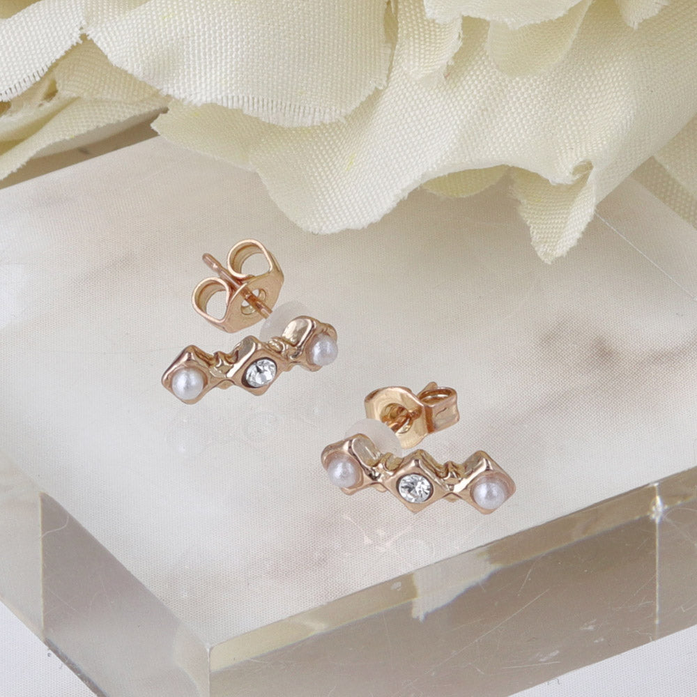 Pink Gold Tone Gemline Studs