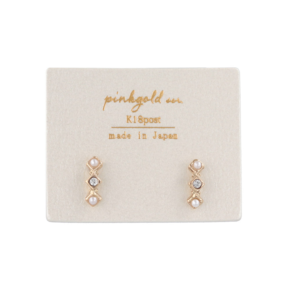 Pink Gold Tone Gemline Studs