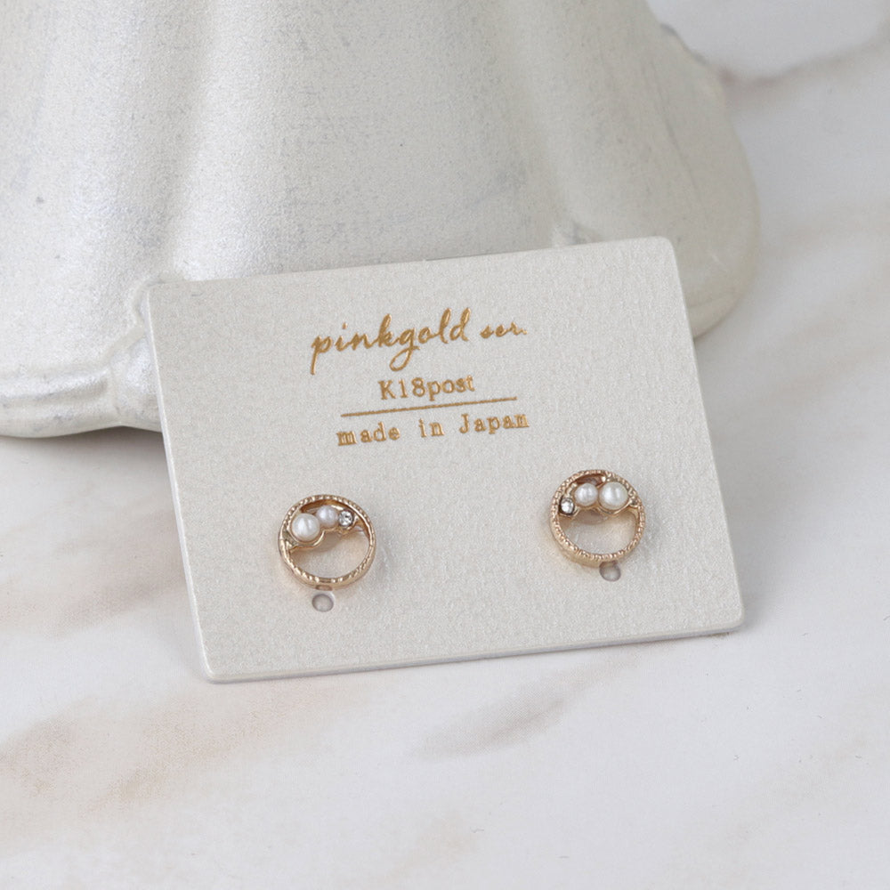 Pink Gold Tone Circle Studs