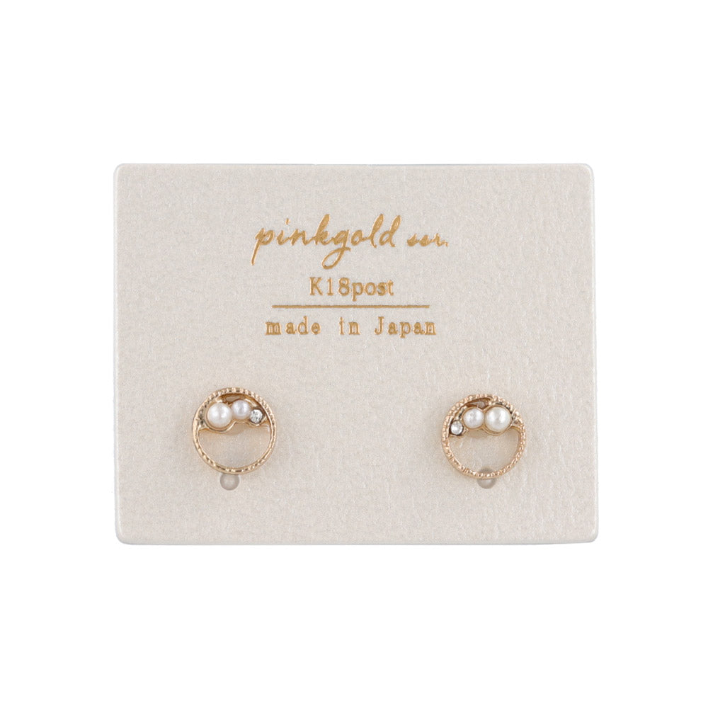 Pink Gold Tone Circle Studs