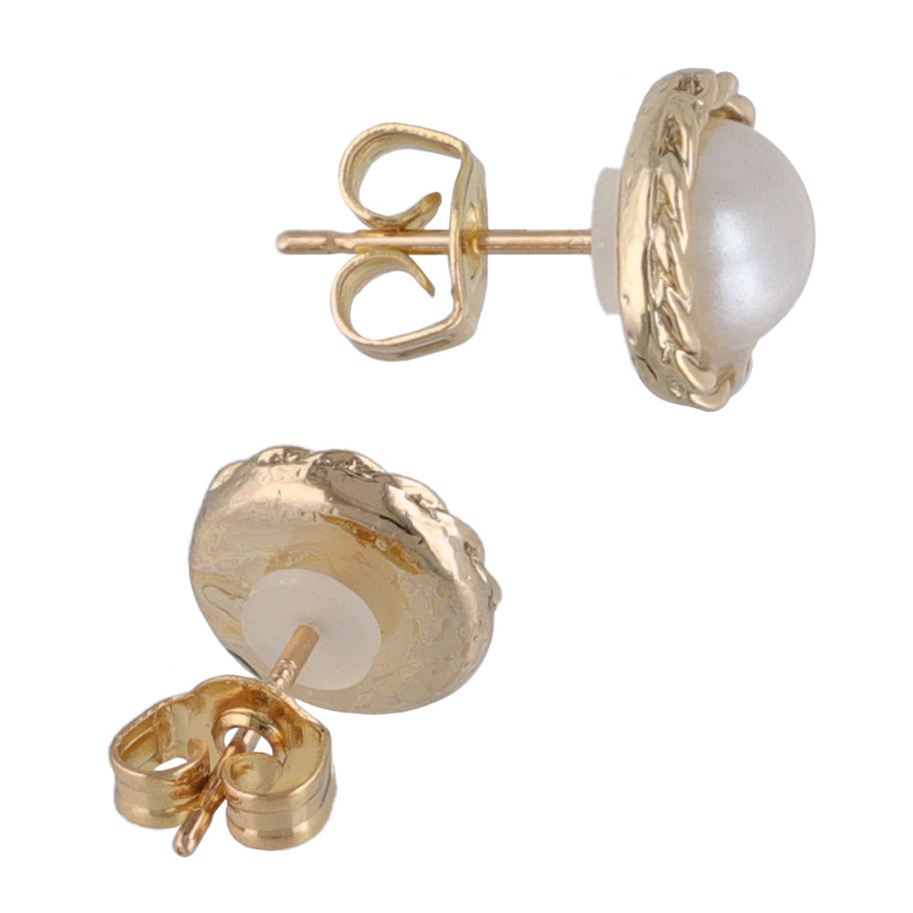 Pink Gold Tone Faux Pearl Studs