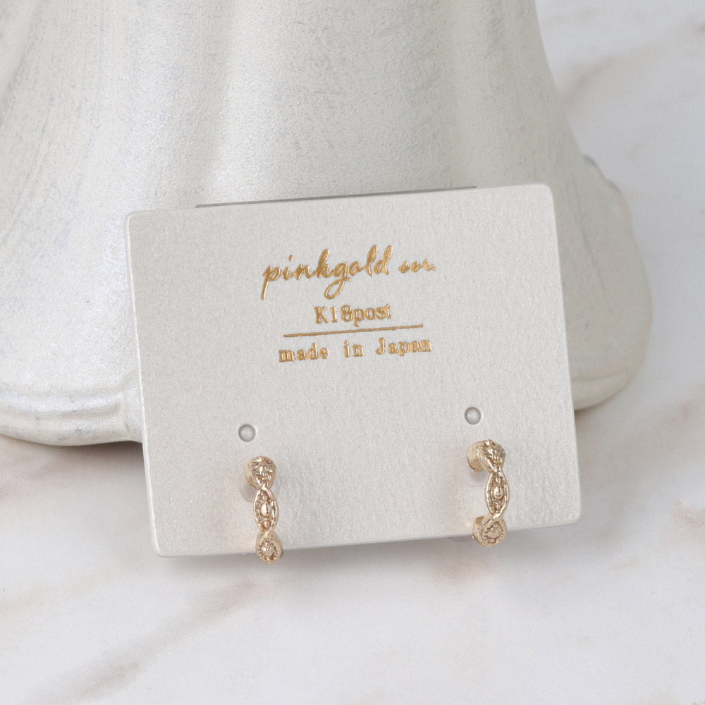 Pink Gold Tone Link Hoop Earrings