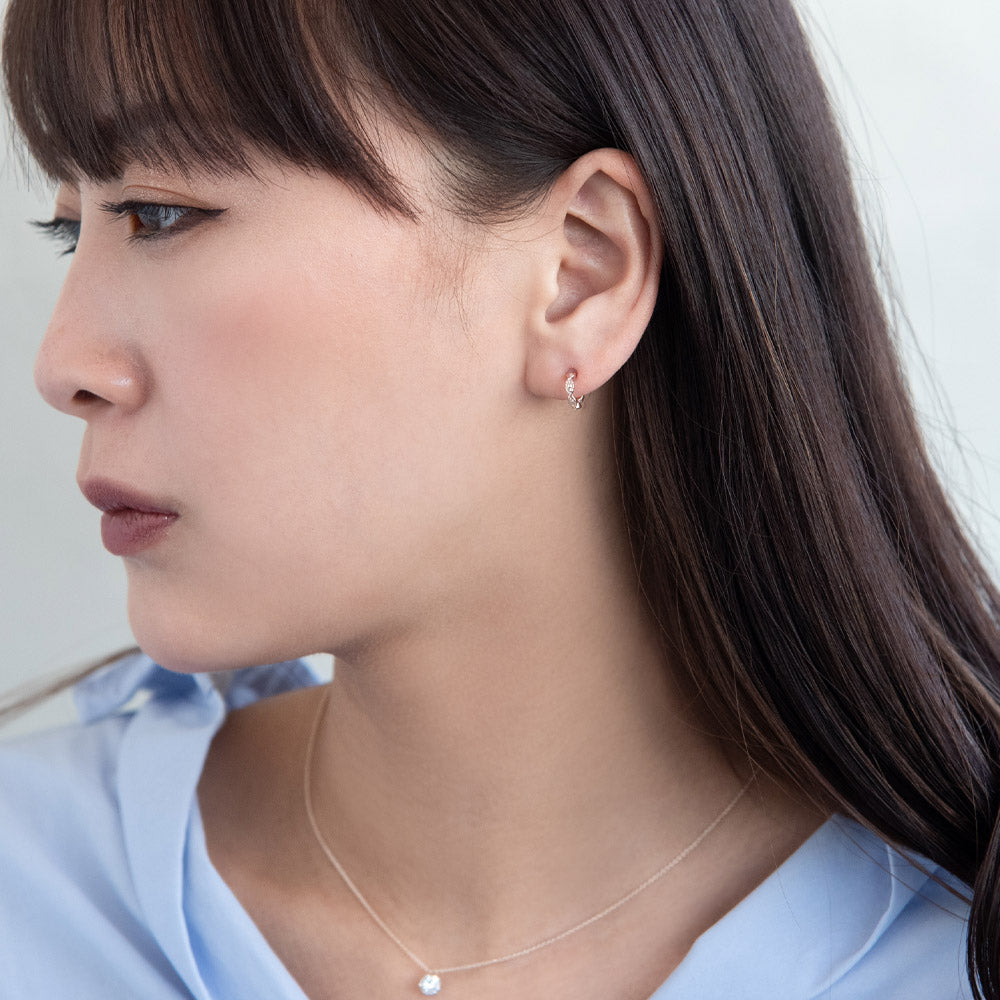 Pink Gold Tone Link Hoop Earrings