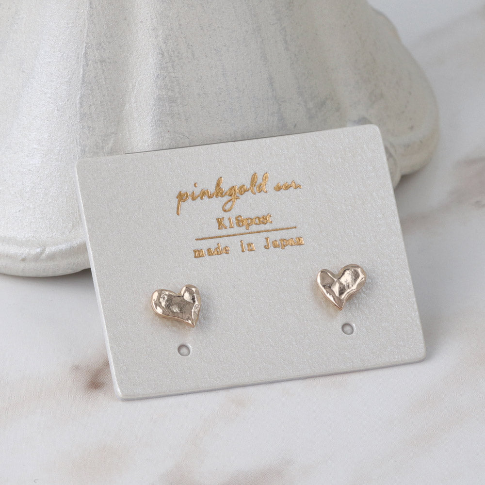 Pink Gold Tone Organic Heart Studs