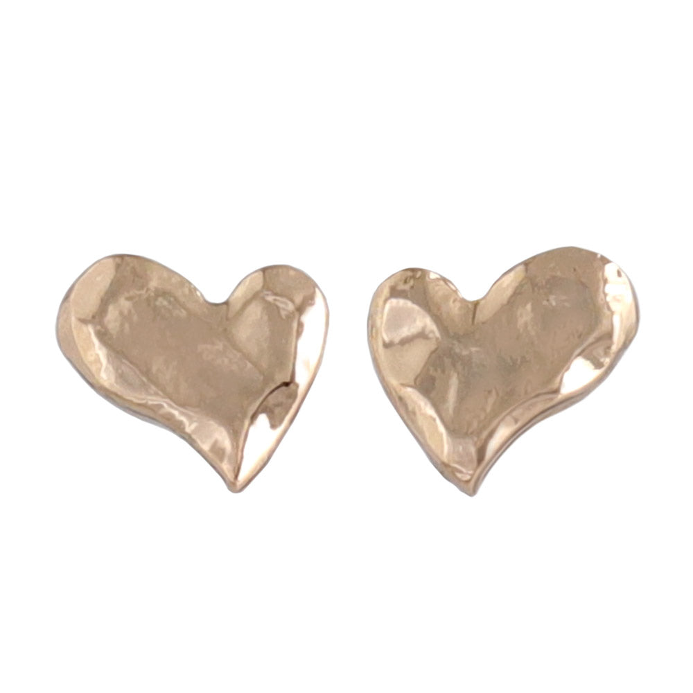 Pink Gold Tone Organic Heart Studs