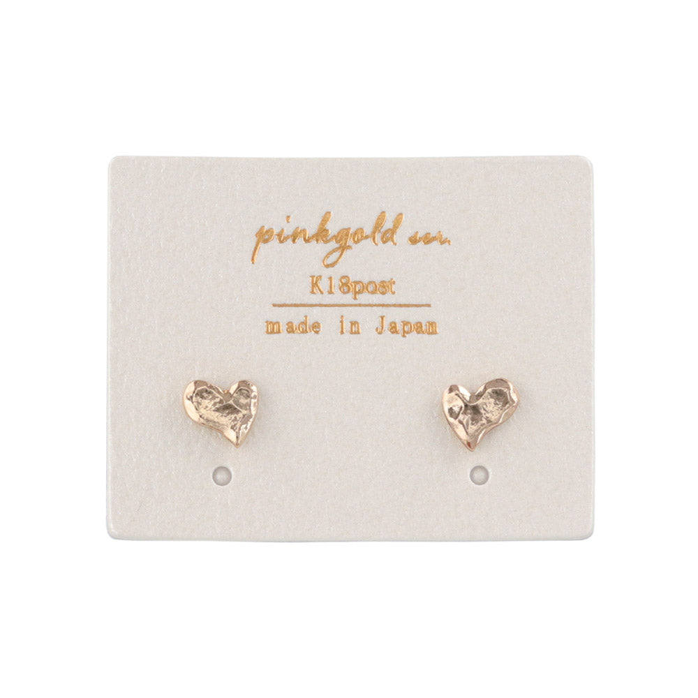 Pink Gold Tone Organic Heart Studs