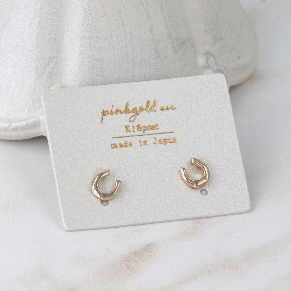 Pink Gold Tone Horseshoe Studs