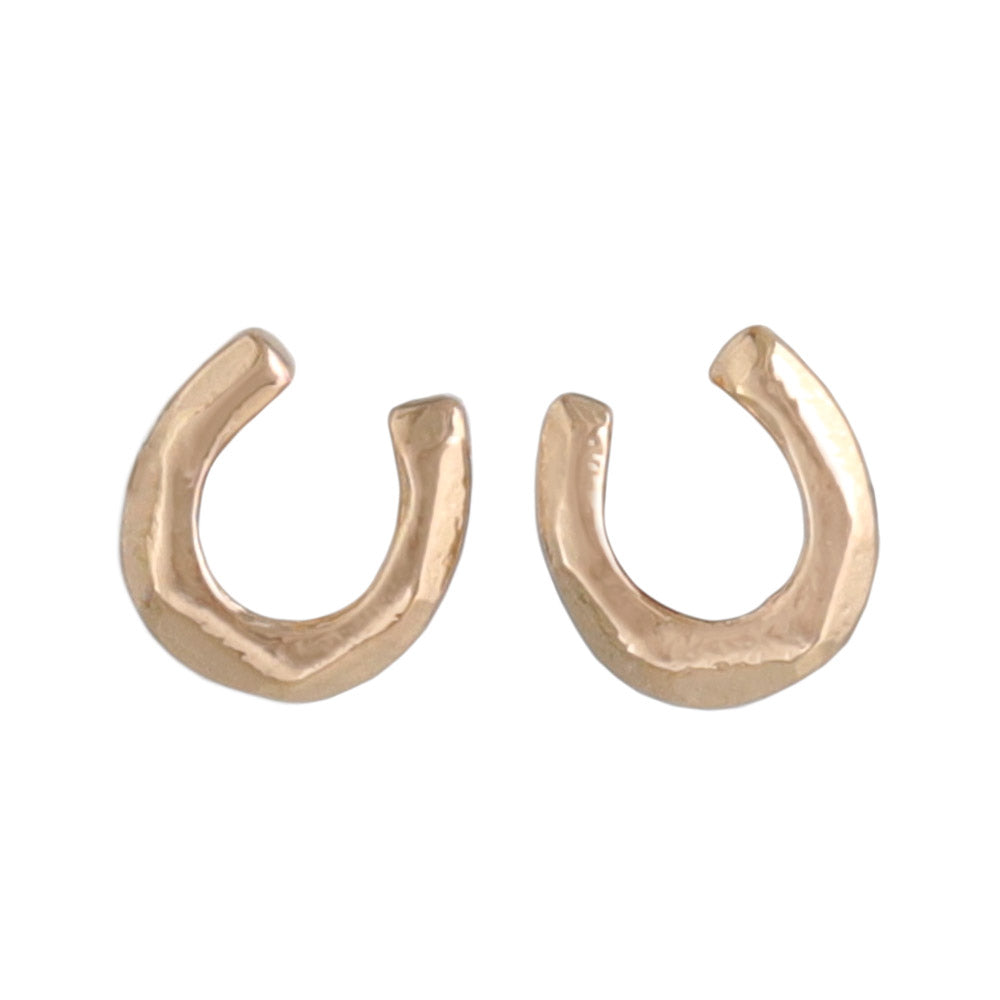 Pink Gold Tone Horseshoe Studs