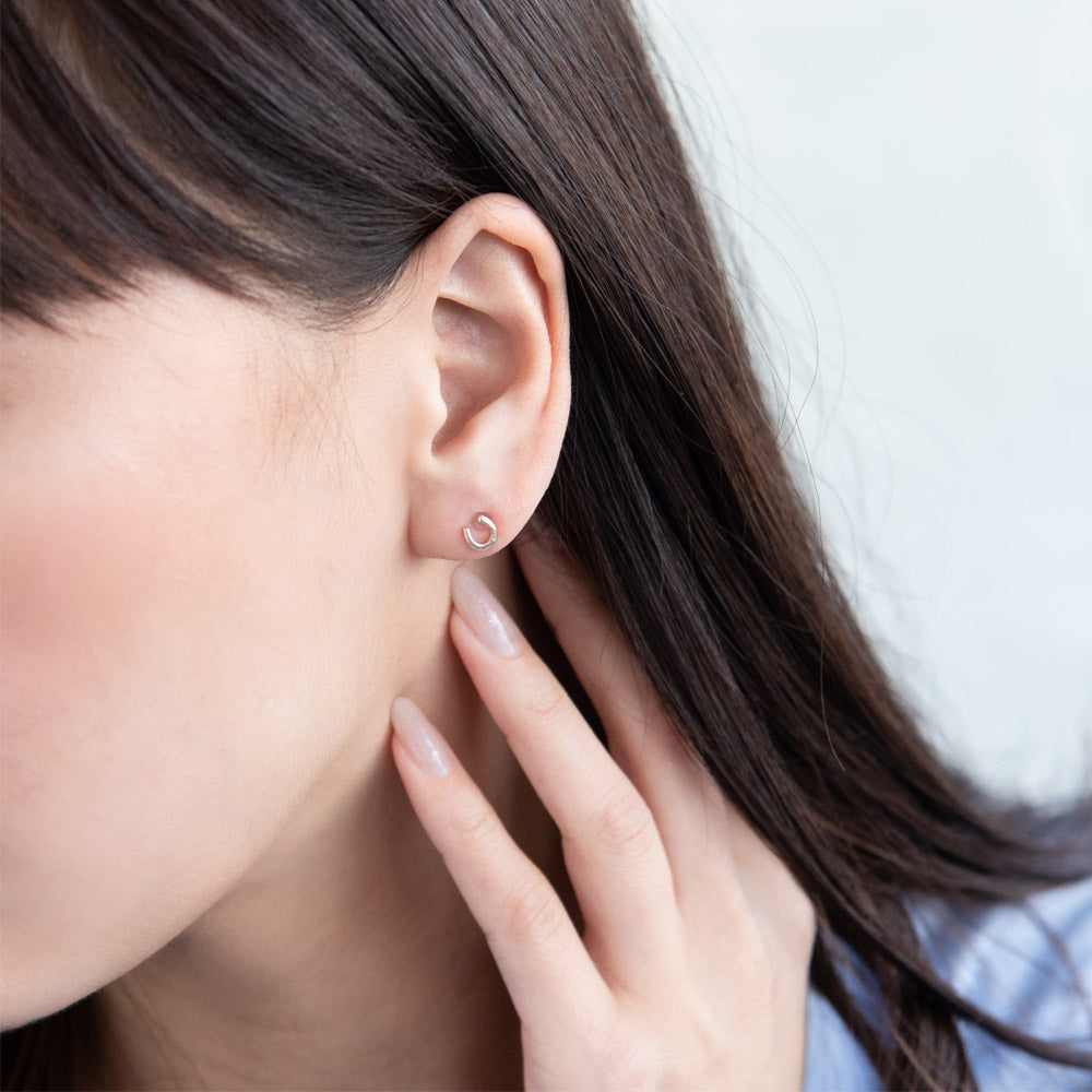 Pink Gold Tone Horseshoe Studs