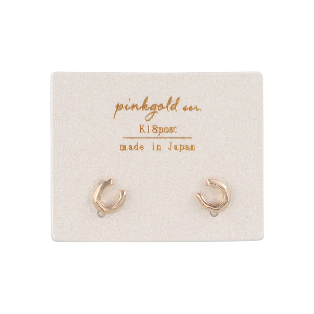 Pink Gold Tone Horseshoe Studs