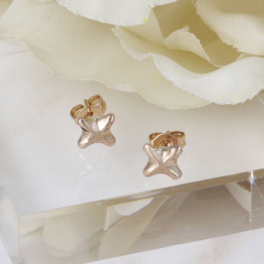 Pink Gold Tone Cross Studs - osewaya