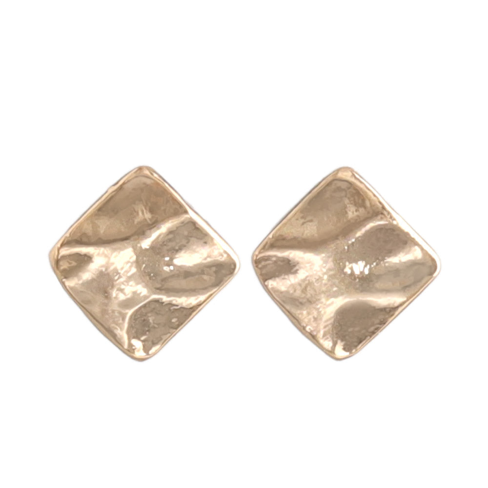 Pink Gold Tone Dimpled Square Studs