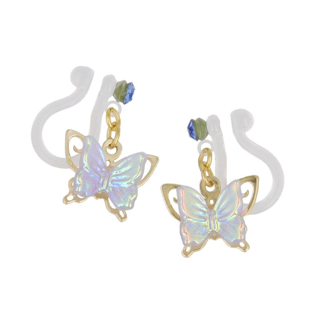Iridescent Butterfly Drop Invisible Clip Ons