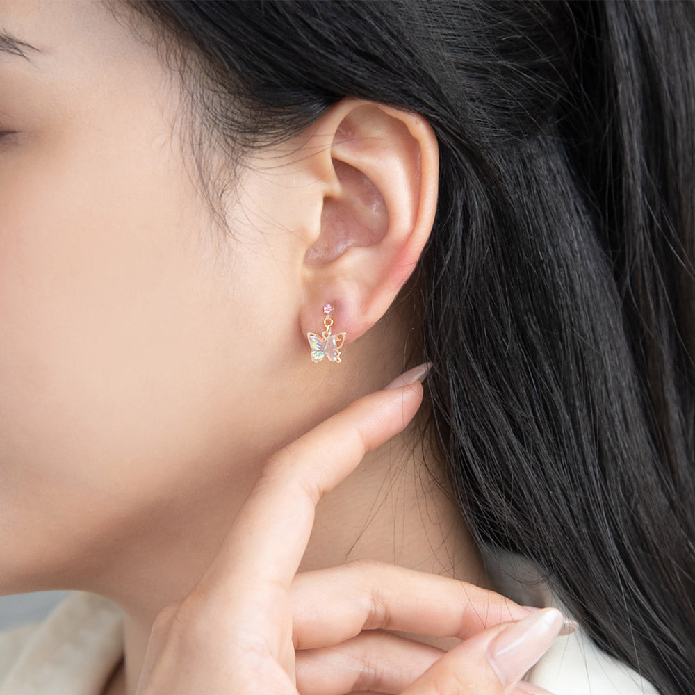 Iridescent Butterfly Drop Invisible Clip Ons