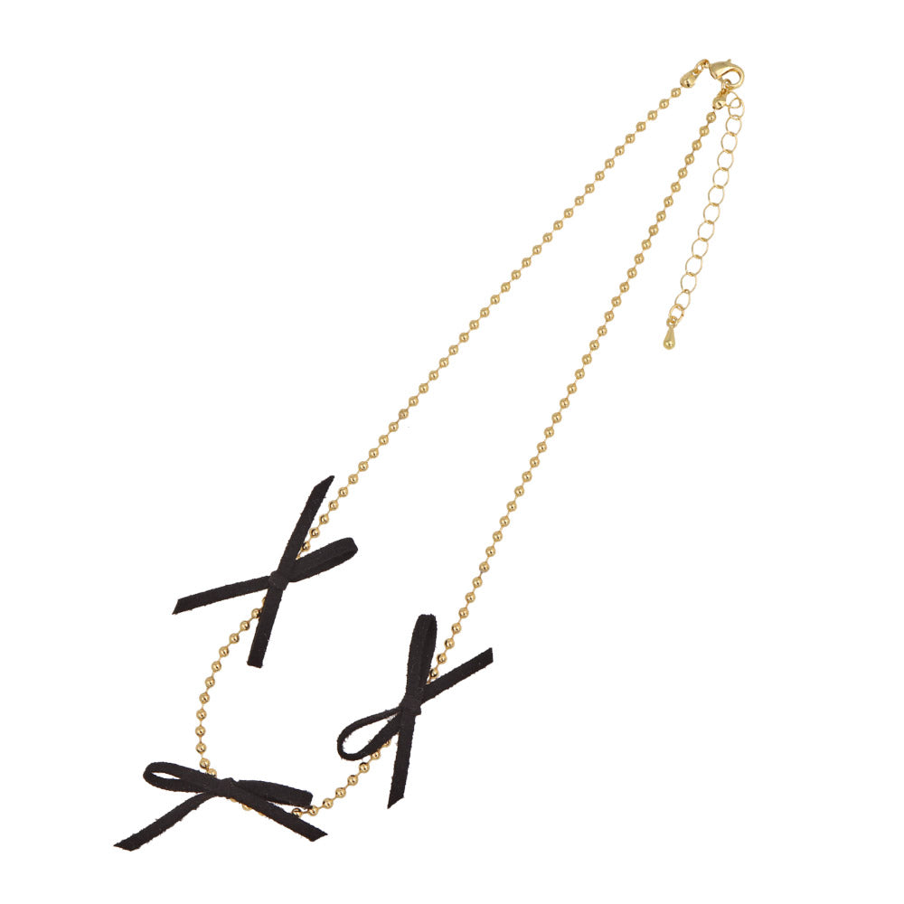 Triple Bow Ball Chain Necklace