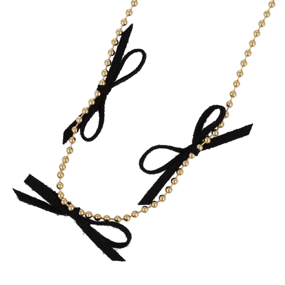 Triple Bow Ball Chain Necklace