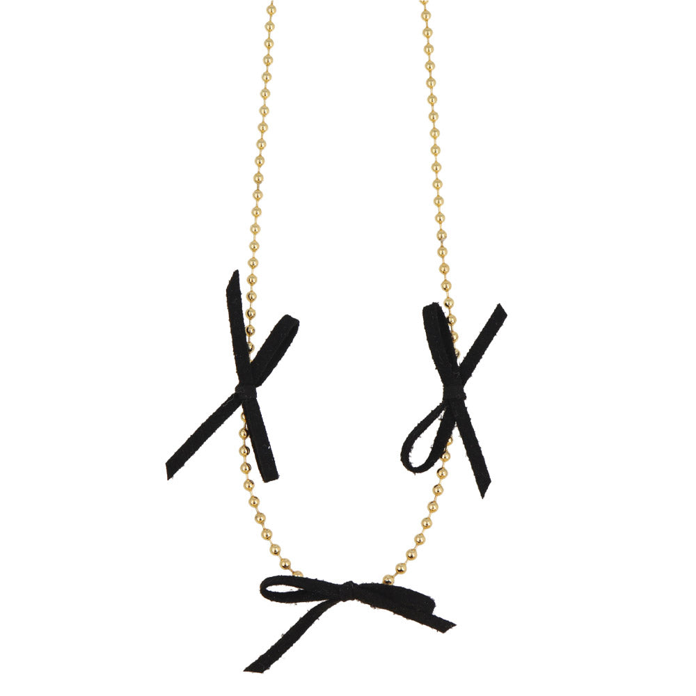 Triple Bow Ball Chain Necklace