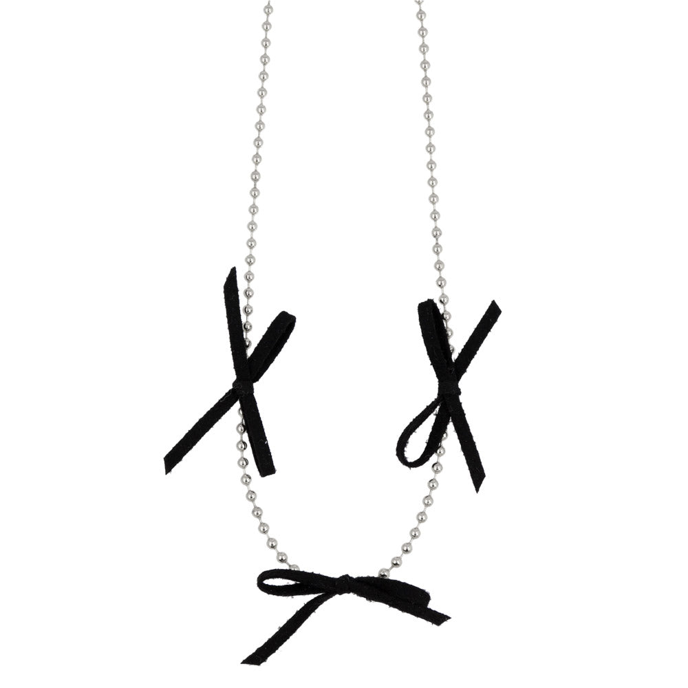 Triple Bow Ball Chain Necklace