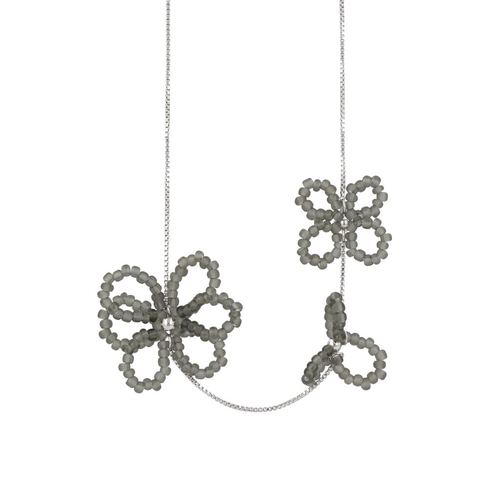 Asymmetric Beaded Flower Necklace