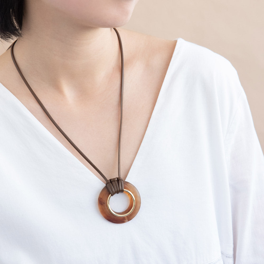 Marble Circle Cord Necklace