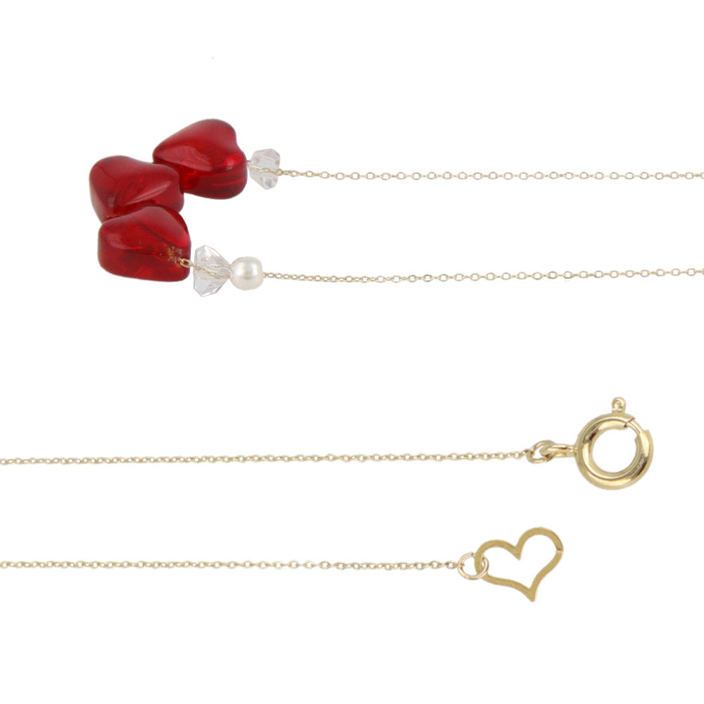 Triple Heart Charm Chain Necklace