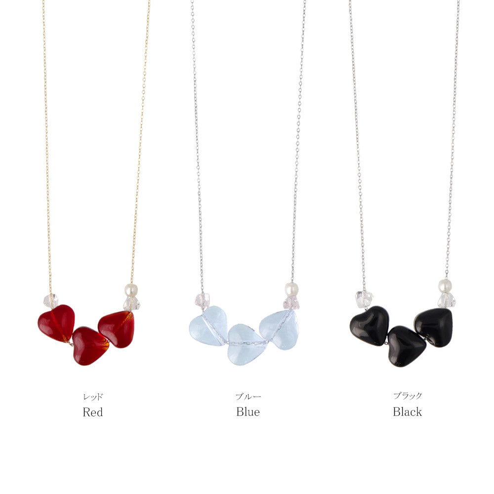 Triple Heart Charm Chain Necklace